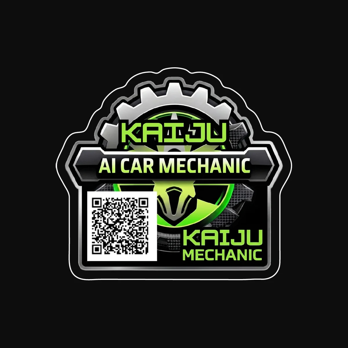 The sticker artwork on a black background, showing the full die-cut outline.